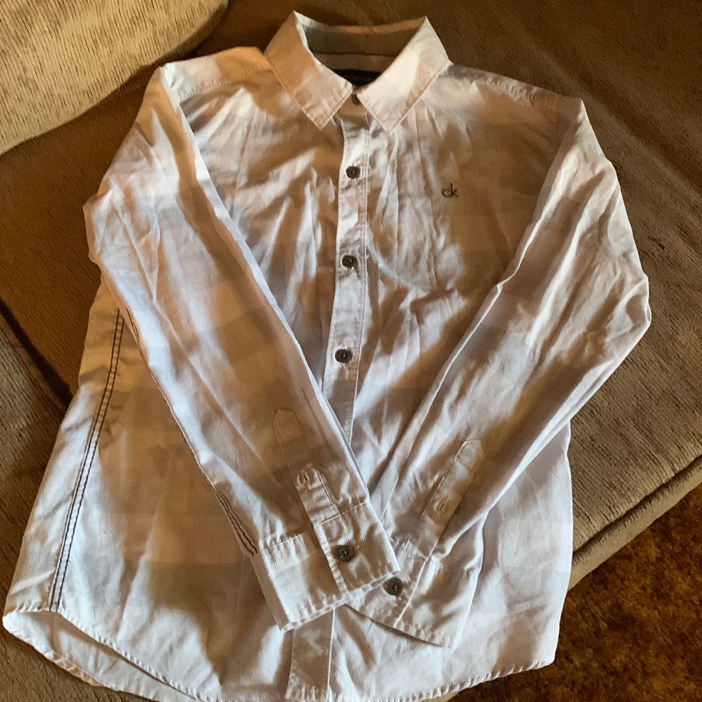 Boys Calvin Klein long sleeved plaid button up